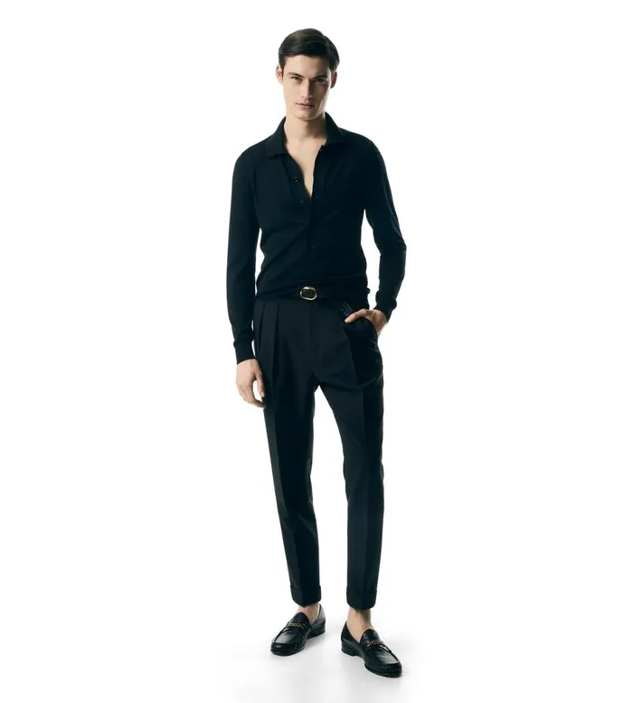 Men Knitwear Tom Ford Merino Silk Polo Black