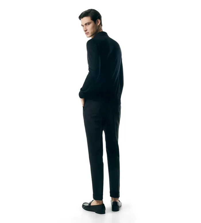 Men Knitwear Tom Ford Merino Silk Polo Black
