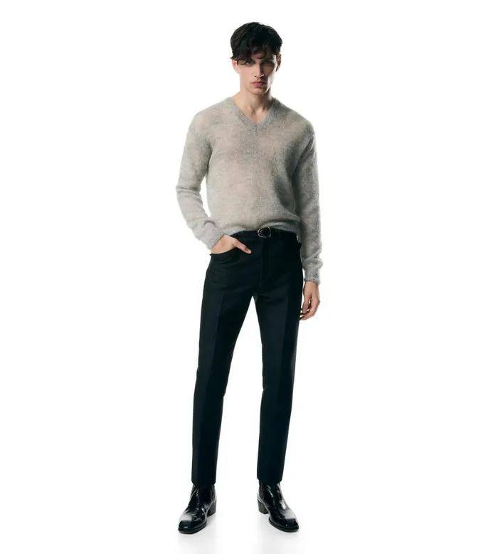 Men Knitwear Tom Ford Mohair Blend Melange V Neck Light Grey Men Knitwear Tom Ford Mohair Blend Melange V Neck Light Grey