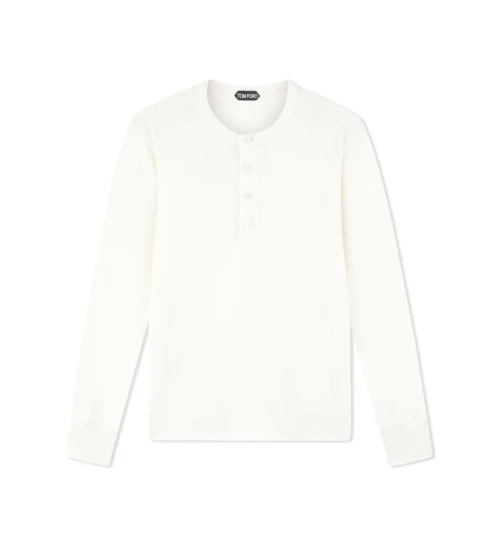 Men Knitwear Tom Ford Silk Cotton Henley White