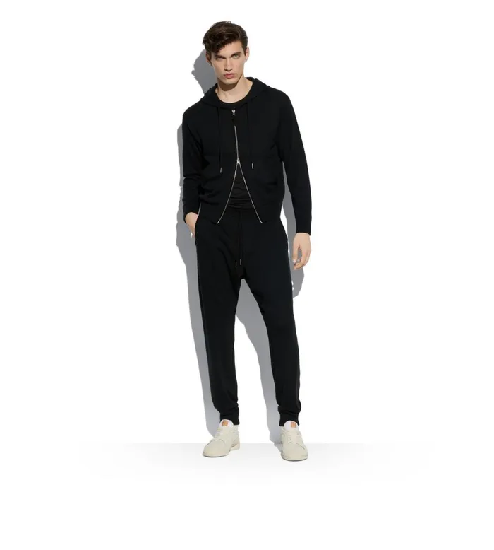 Men Knitwear Tom Ford Superfine Merino Hoodie Black Men Knitwear Tom Ford Superfine Merino Hoodie Black