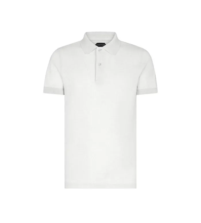 Men Knitwear Tom Ford Tennis Piquet Polo White
