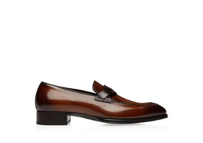 Men Loafers Tom Ford Burnished Leather Elkan Twisted Band Loafer Mink