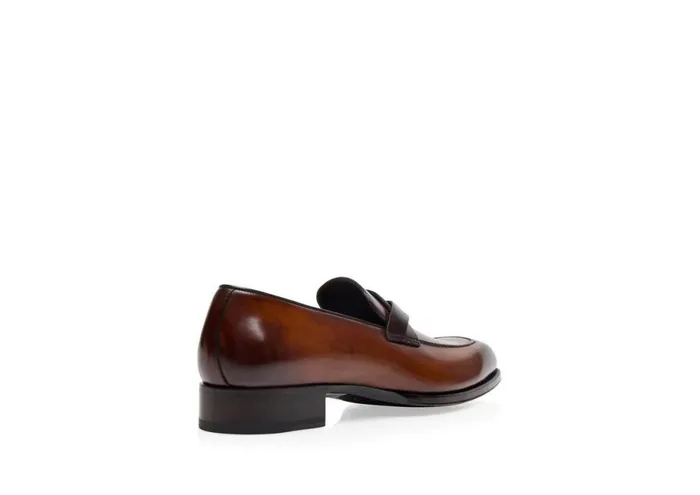 Men Loafers Tom Ford Burnished Leather Elkan Twisted Band Loafer Mink Men Loafers Tom Ford Burnished Leather Elkan Twisted Band Loafer Mink