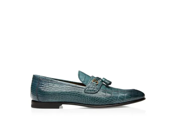 Men Loafers Tom Ford Printed Alligator Sean Tassel Loafer Teal