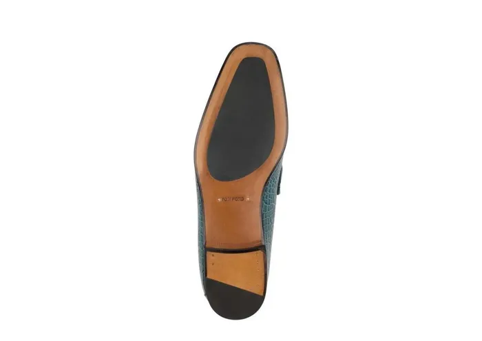 Men Loafers Tom Ford Printed Alligator Sean Tassel Loafer Teal Men Loafers Tom Ford Printed Alligator Sean Tassel Loafer Teal