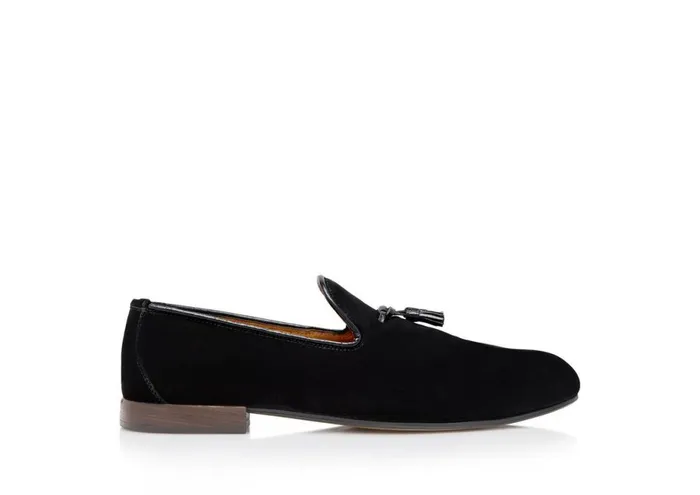 Men Loafers Tom Ford Velvet Nicolas Slipper Black