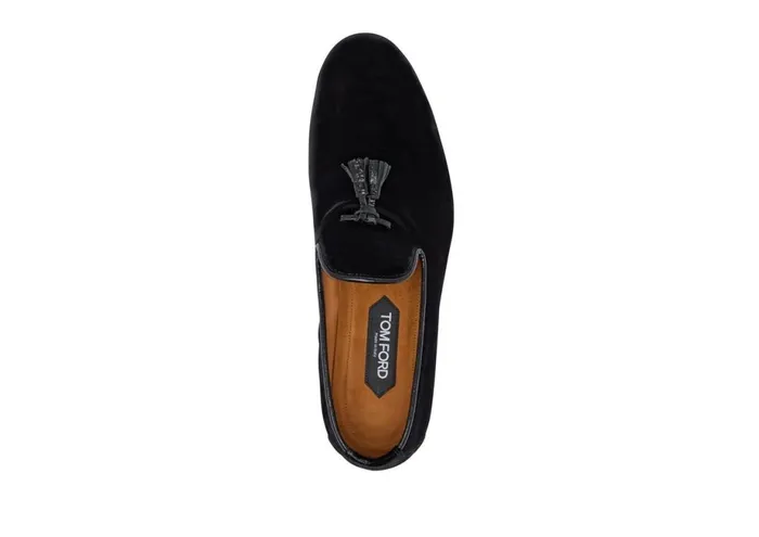Men Loafers Tom Ford Velvet Nicolas Slipper Black Men Loafers Tom Ford Velvet Nicolas Slipper Black