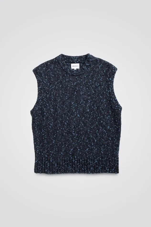 Men Manfred Tweed Vest Light Stone Blue Norse Projects Knitwear