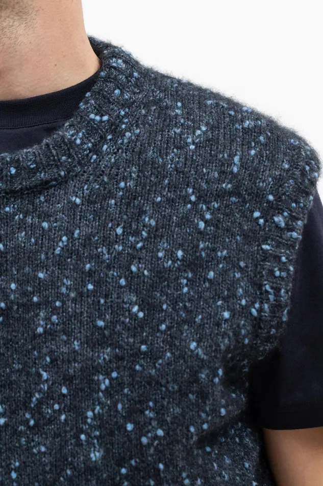 Men Manfred Tweed Vest Light Stone Blue Norse Projects Knitwear