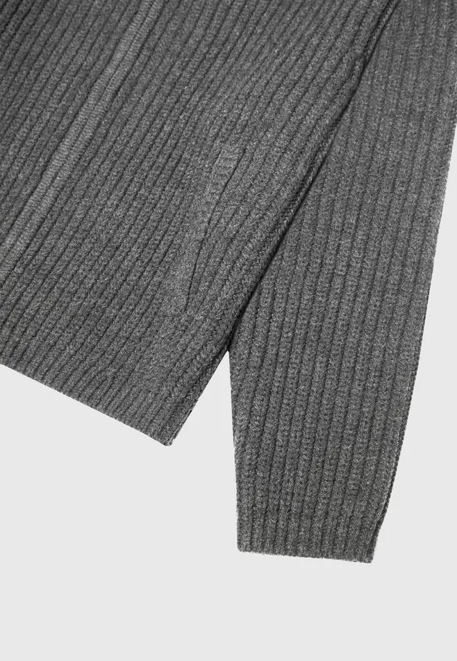 Men Manire De Voir Chunky Knit Zip Through Hoodie Charcoal Grey
