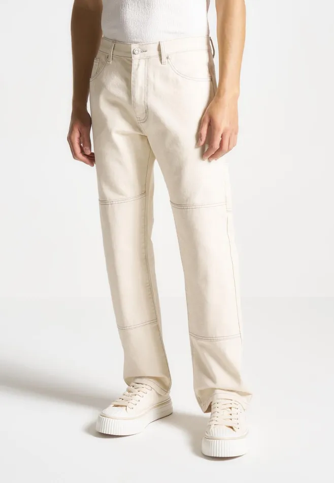 Men Manire De Voir Contrast Stitch Carpenter Jean Cream
