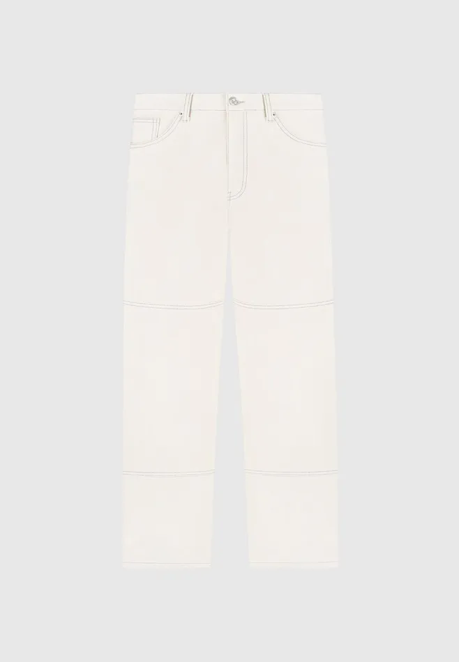 Men Manire De Voir Contrast Stitch Carpenter Jean Cream
