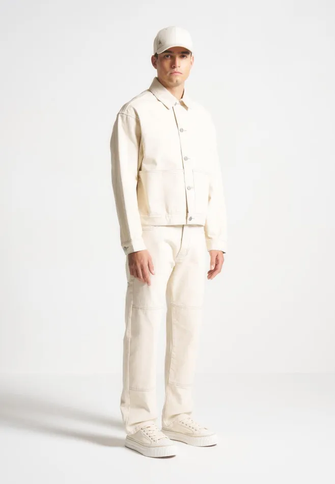 Men Manire De Voir Contrast Stitch Carpenter Jean Cream