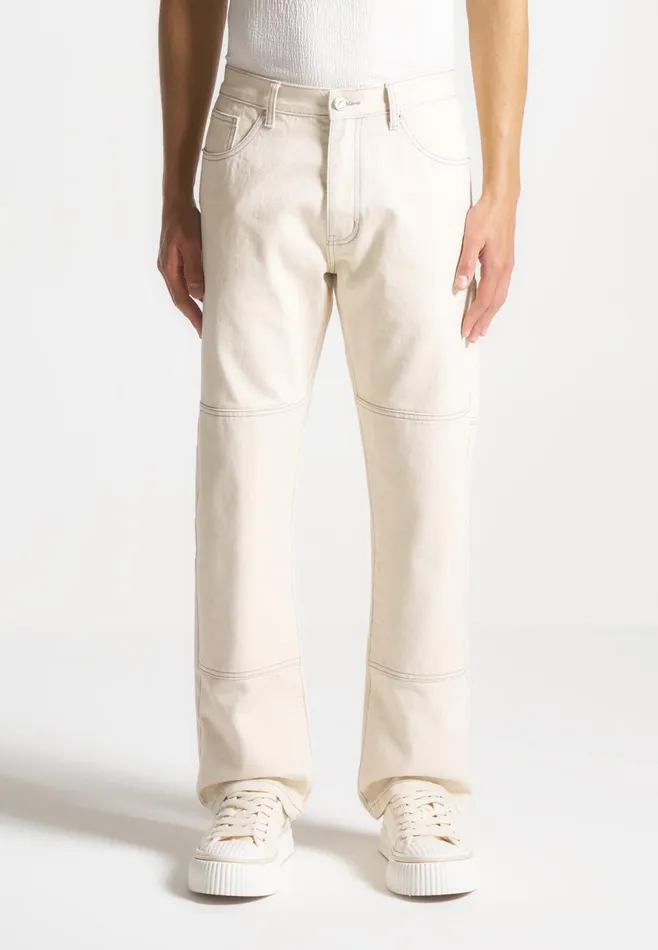 Men Manire De Voir Contrast Stitch Carpenter Jean Cream