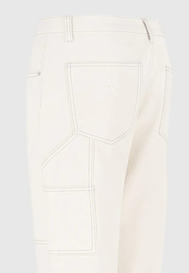 Men Manire De Voir Contrast Stitch Carpenter Jean Cream