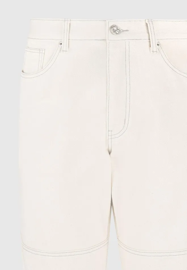 Men Manire De Voir Contrast Stitch Carpenter Jean Cream