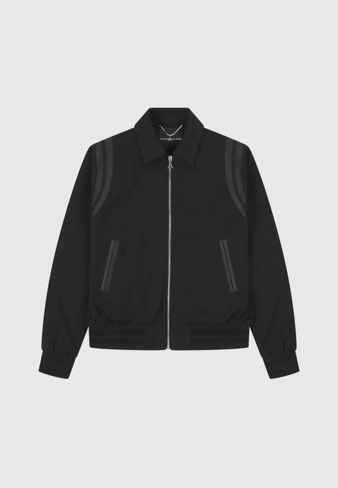 Men Manire De Voir Leather Panelled Varsity Jacket Black