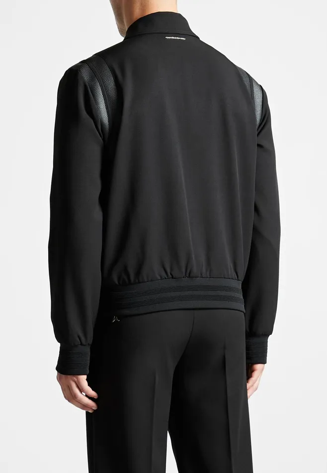 Men Manire De Voir Leather Panelled Varsity Jacket Black