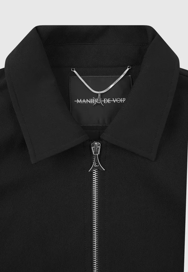 Men Manire De Voir Leather Panelled Varsity Jacket Black