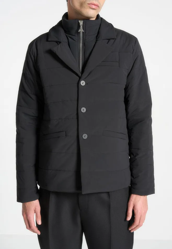 Men Manire De Voir Quilted Blazer Jacket Black