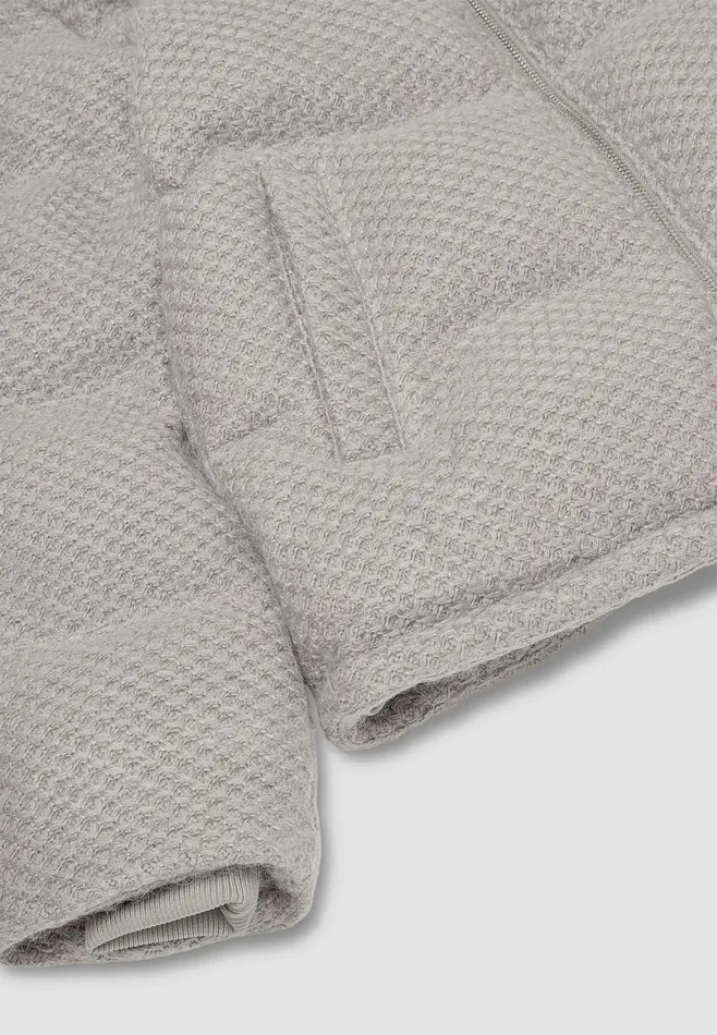 Men Manire De Voir Textured Knit Puffer Jacket Grey