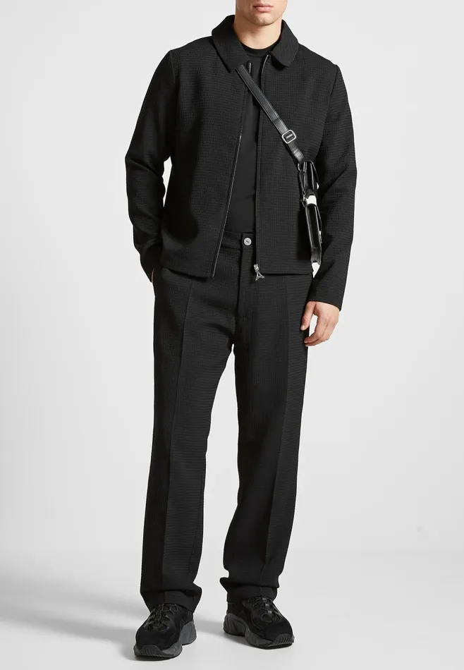 Men Manire De Voir Waffle Seersucker Jacket Black