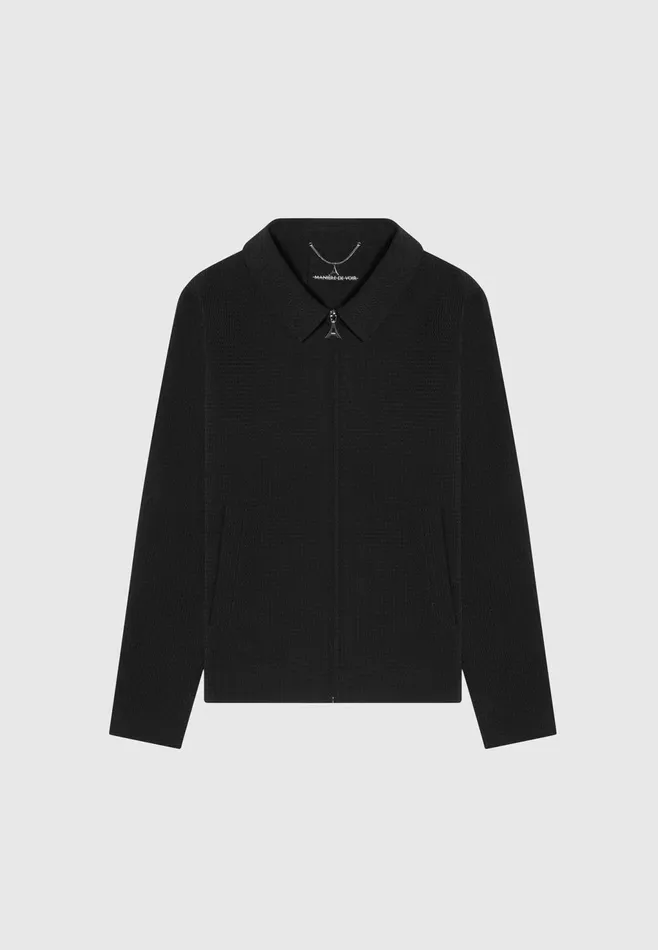 Men Manire De Voir Waffle Seersucker Jacket Black