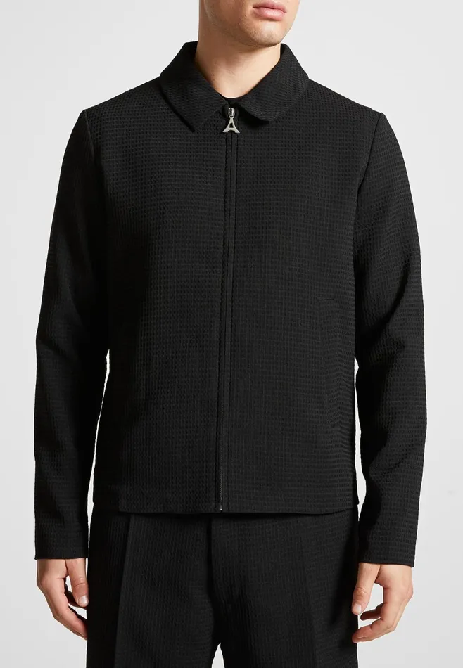 Men Manire De Voir Waffle Seersucker Jacket Black
