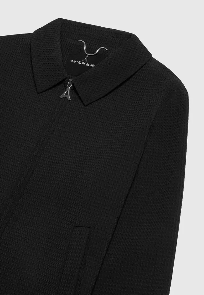 Men Manire De Voir Waffle Seersucker Jacket Black