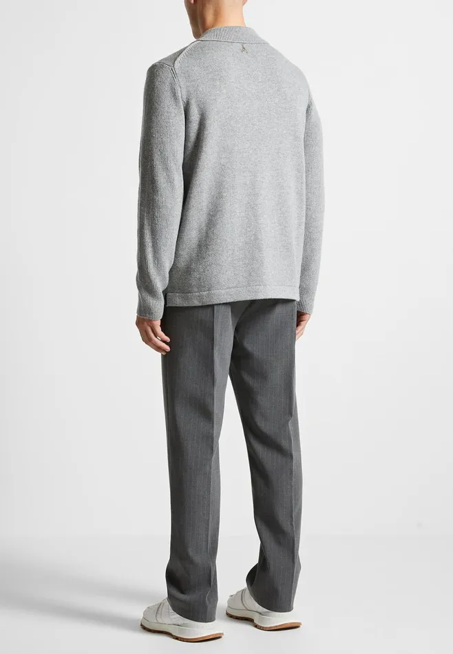 Men Manire De Voir Wool Revere Long Sleeve Polo Top Grey