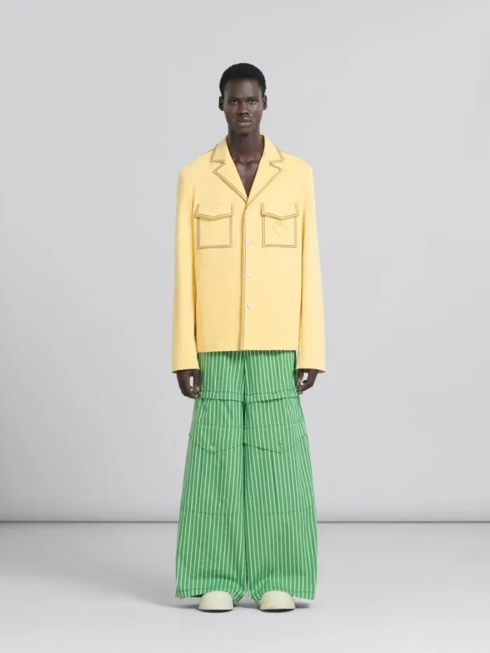 Men Marni Coats and Jackets Yellow Organic Denim Blazer With Contrast Stitching