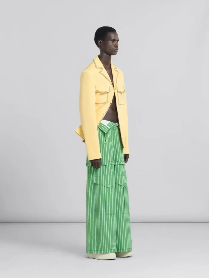 Men Marni Coats and Jackets Yellow Organic Denim Blazer With Contrast Stitching
