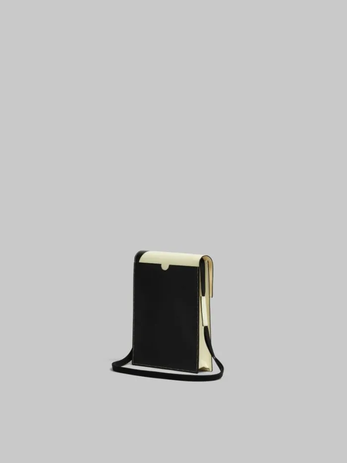Men Marni Crossbody Bags White And Black Tribeca Pouch With Shoelace Strap
