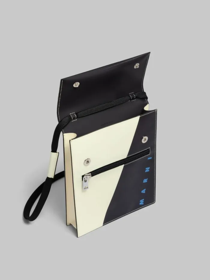 Men Marni Crossbody Bags White And Black Tribeca Pouch With Shoelace Strap