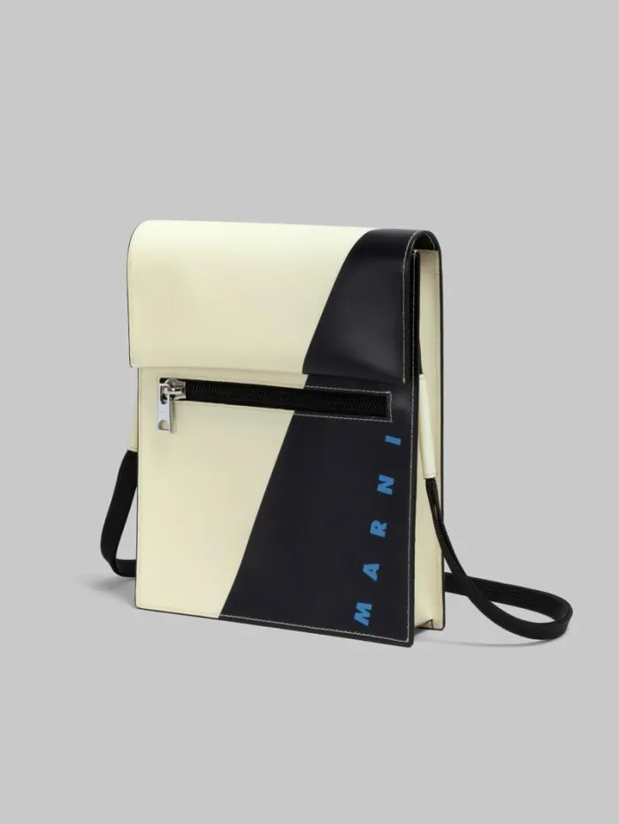 Men Marni Crossbody Bags White And Black Tribeca Pouch With Shoelace Strap