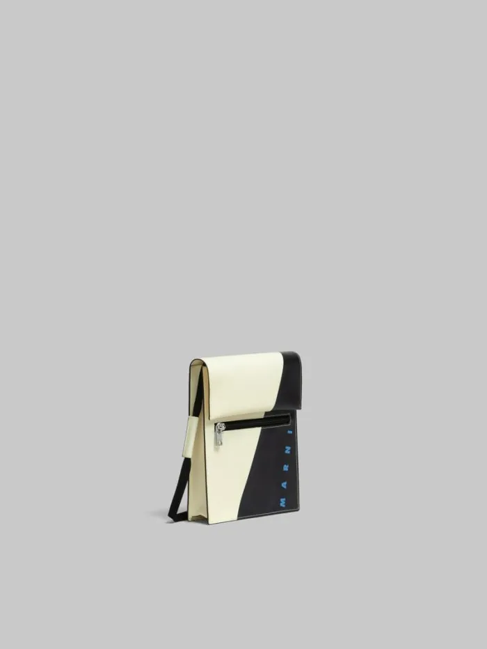 Men Marni Crossbody Bags White And Black Tribeca Pouch With Shoelace Strap
