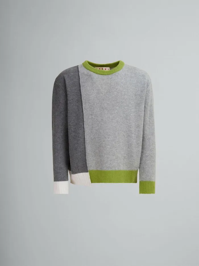 Men Marni Knitwear Grey Cashmere ColourBlock Jumper