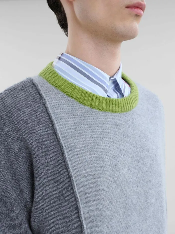 Men Marni Knitwear Grey Cashmere ColourBlock Jumper