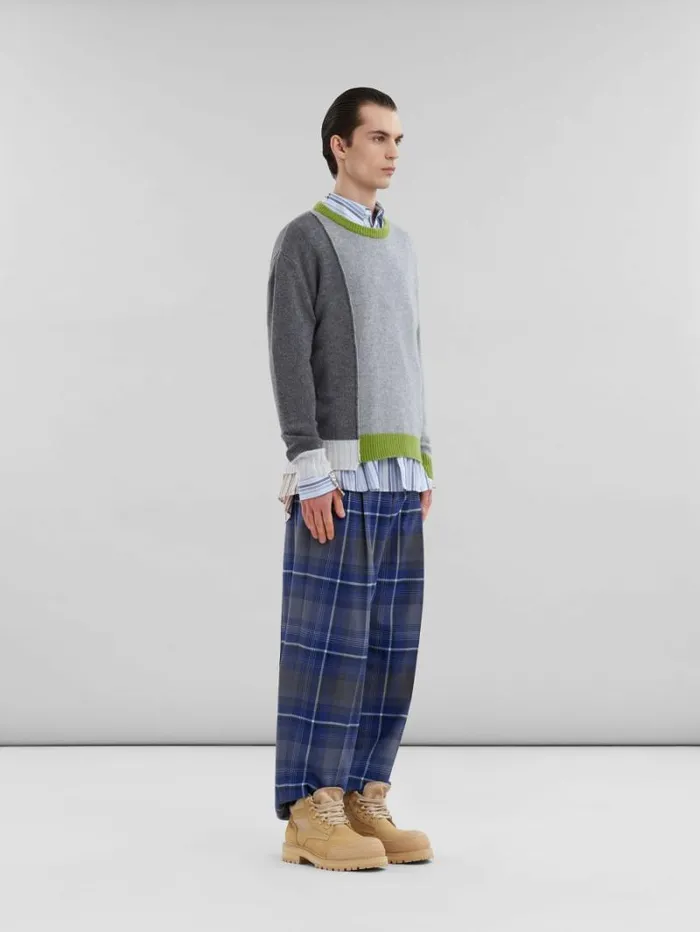 Men Marni Knitwear Grey Cashmere ColourBlock Jumper