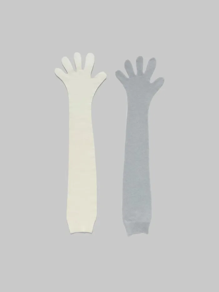 Men Marni Other Accessories Gray And White Wool And Cashmere Long Gloves