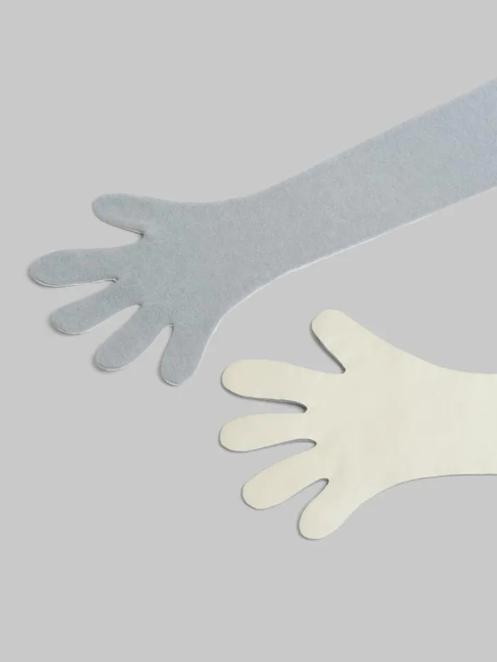 Men Marni Other Accessories Gray And White Wool And Cashmere Long Gloves