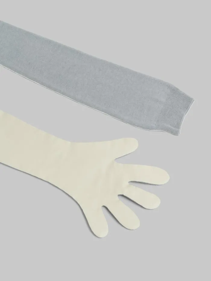 Men Marni Other Accessories Gray And White Wool And Cashmere Long Gloves