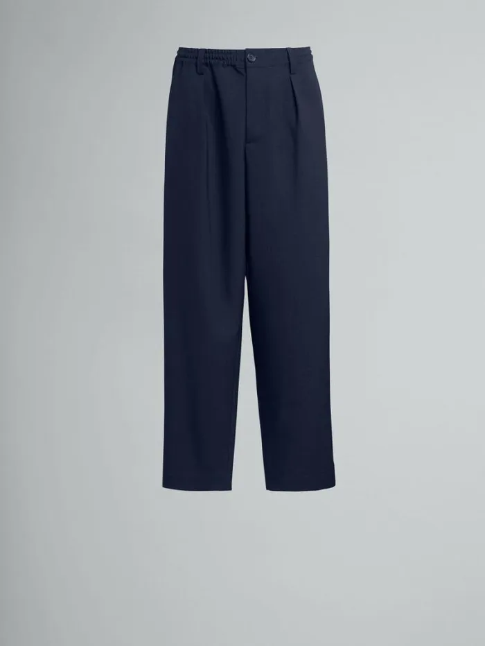 Men Marni Pants Blue Cropped Trousers In Tropical Wool