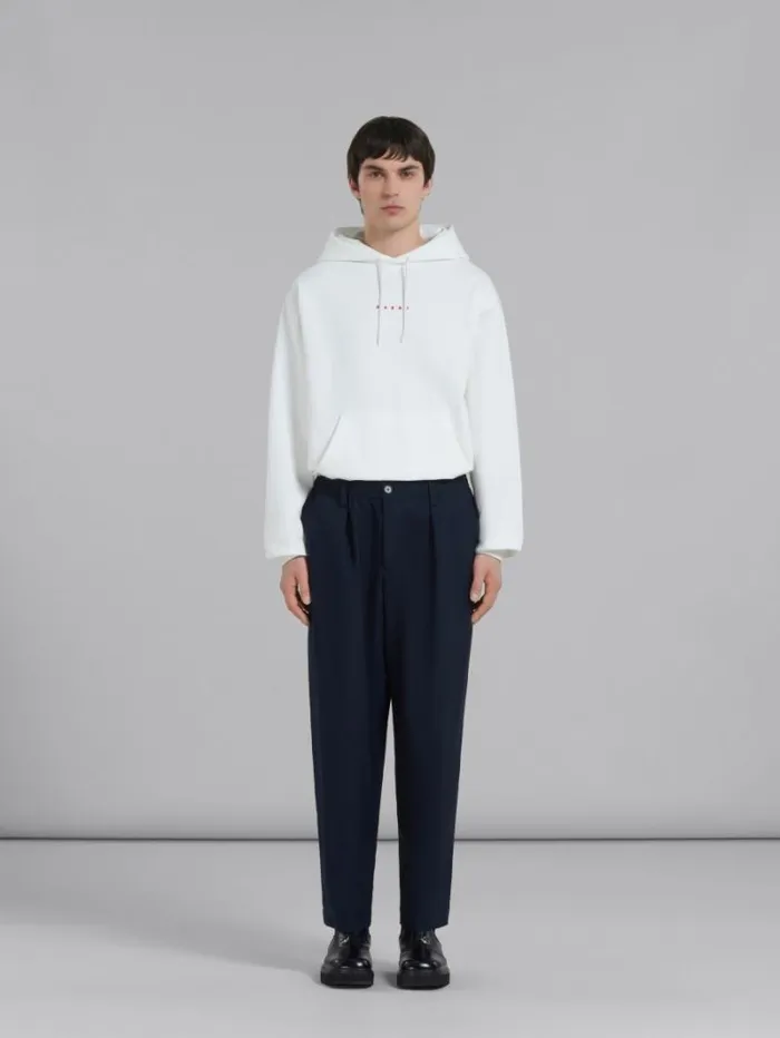 Men Marni Pants Blue Cropped Trousers In Tropical Wool