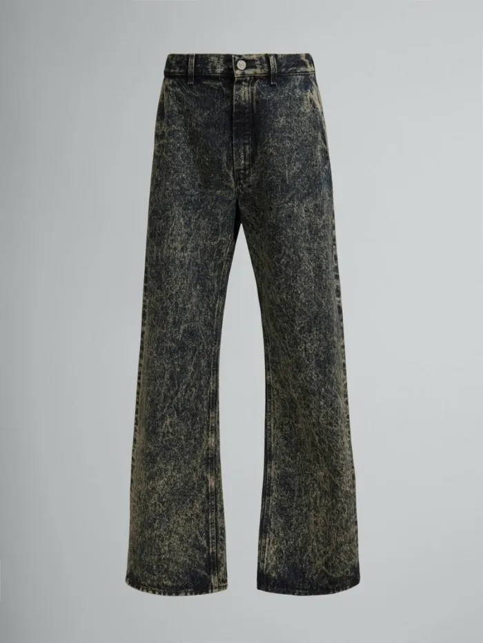 Men Marni Pants Blue Marble Denim StraightLeg Jeans