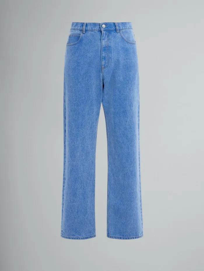 Men Marni Pants Blue Organic Denim WideLeg Jeans