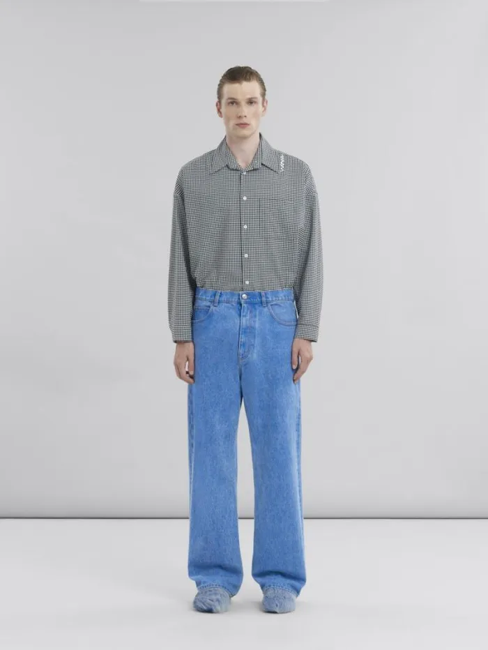 Men Marni Pants Blue Organic Denim WideLeg Jeans