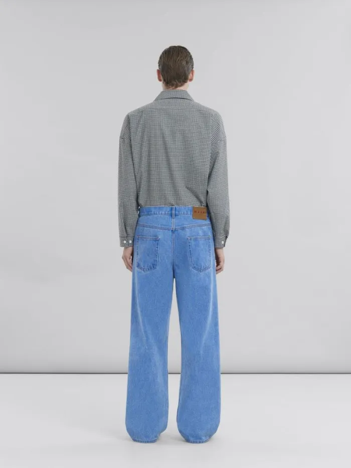 Men Marni Pants Blue Organic Denim WideLeg Jeans