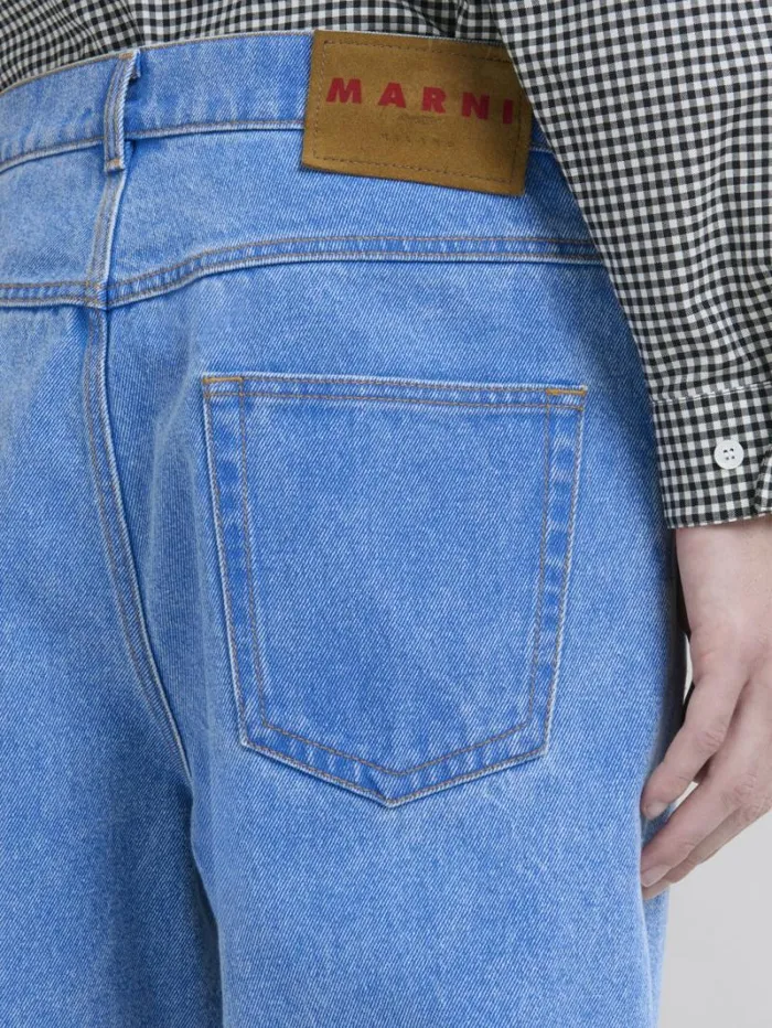 Men Marni Pants Blue Organic Denim WideLeg Jeans